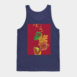 Four Autumn Leaves, dark red background Tank Top
